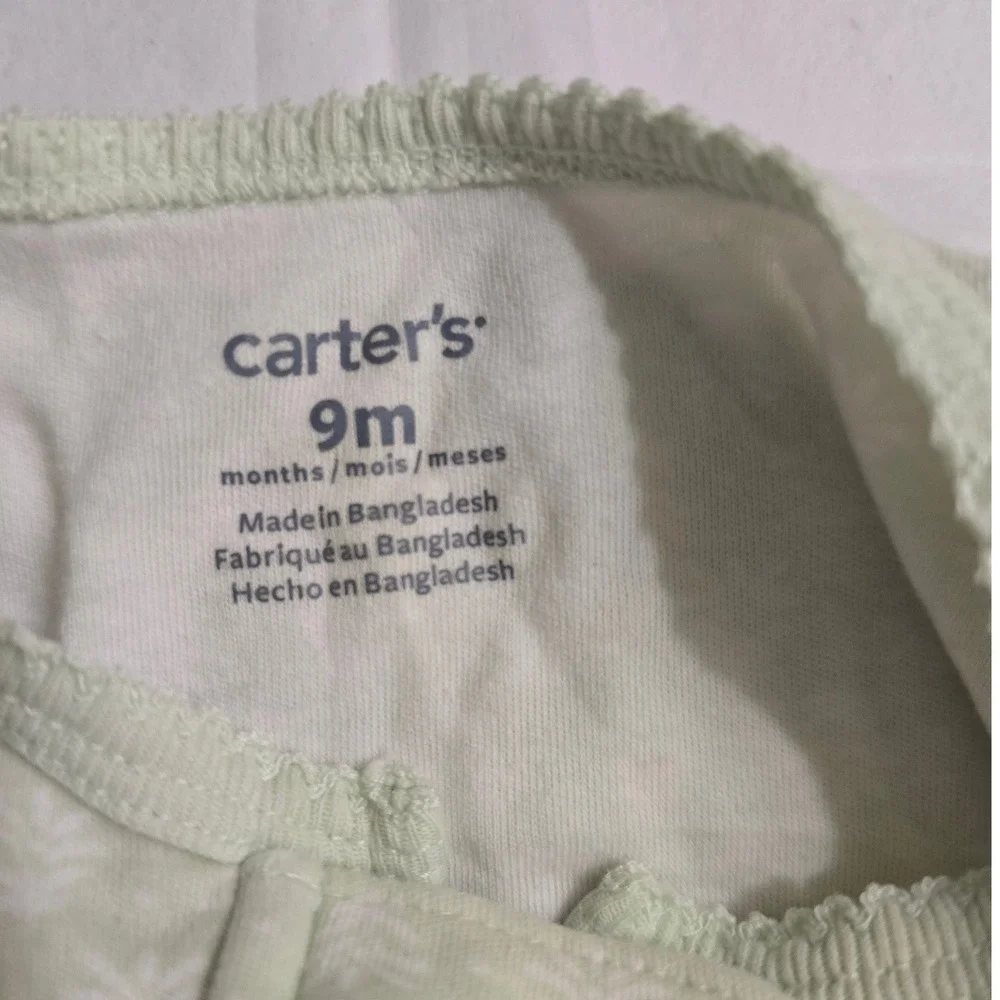 Carters Baby Girl Mint Green Swan Footed Sleep and Play Zipper Pajamas 9M